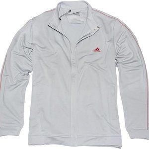 NWT Men's Size XL Adidas Chrome Gray Golf Full Zip Front Tricot Logo Jacket